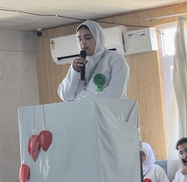 Suhana Hilal delivering a speech on the day.