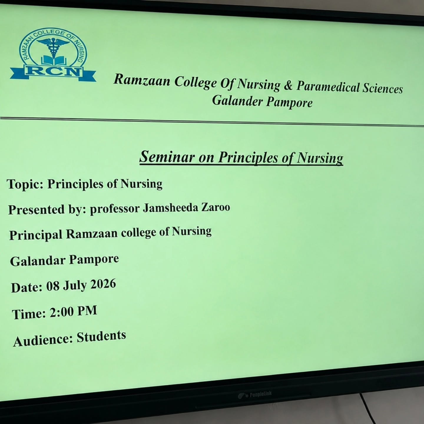 Seminar on Principles of Nursing July 2026